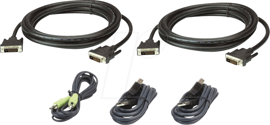 Aten Set di cavi KVM sicuri USB DVI-D Dual Link doppio display da 3 m - 3 m - DV