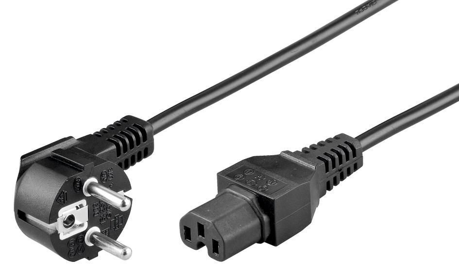 MicroConnect Power Cord IEC320 - C15. 3m  Angled Connector Schuko, black