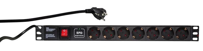 7AC outlets 230V 19" 2M Black