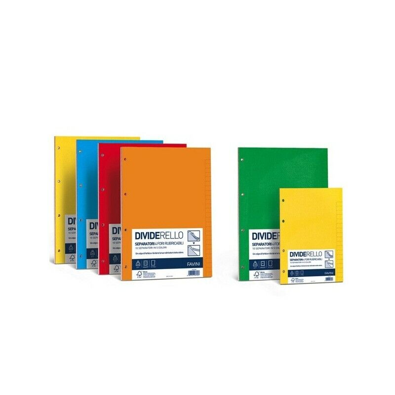 Intercalare Separatore Fogli 15x21 10 Fg. Cartoncino colorato 220 gr. FAVINI