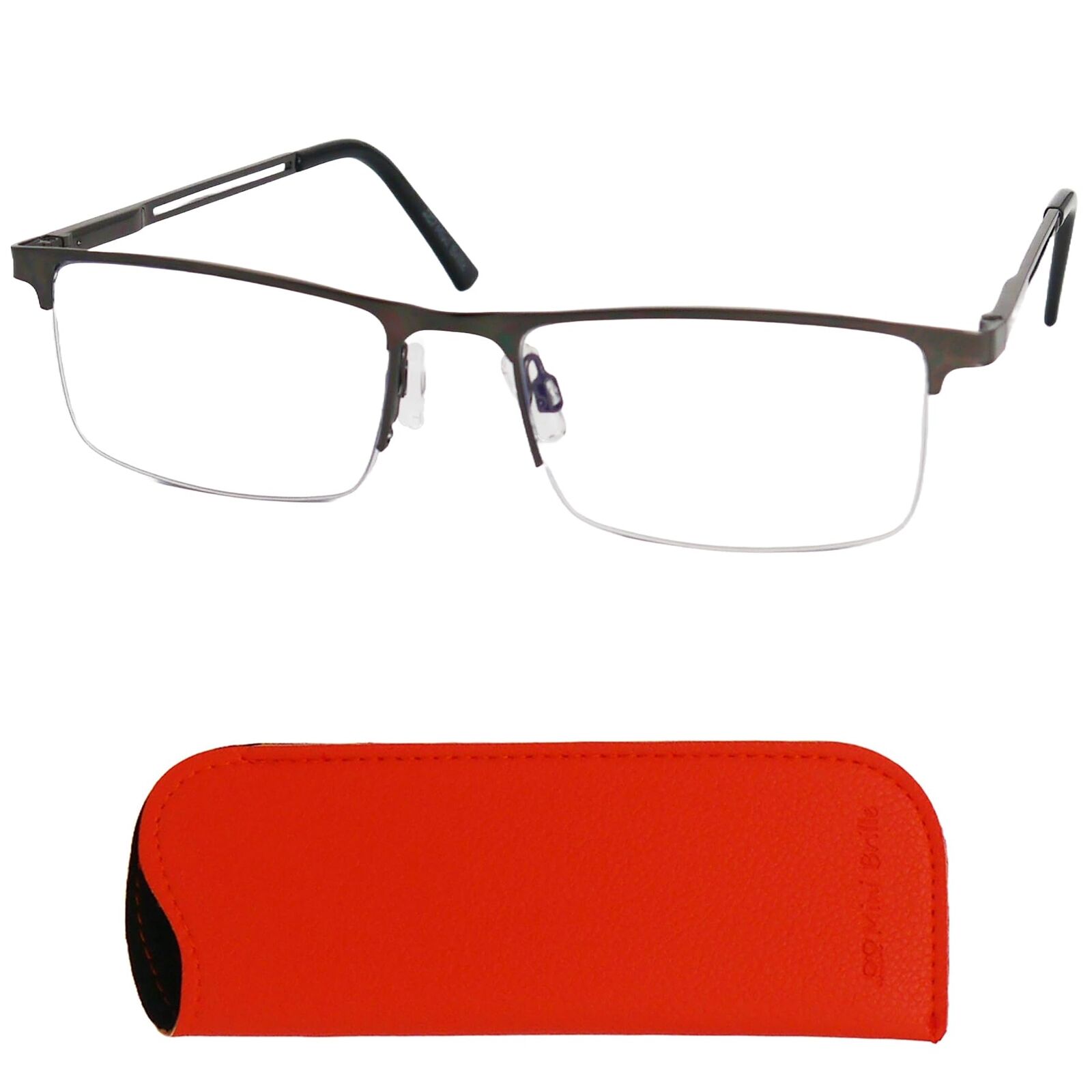 Mini Brille Occhiali da Lettura Mezza Cornice con Lenti Rettangolari, (X1H)