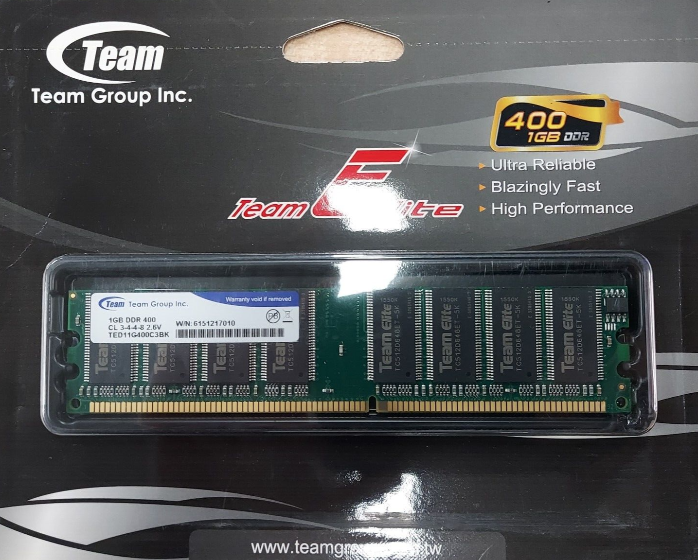 TEAM GROUP ELITE RAM DDR 1GB 400MHZ PC-3200 TED11G400C3BK