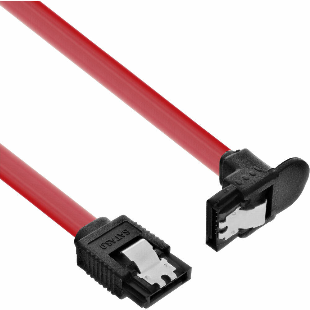 INL InLine® Cavo SATA III (6Gb/s), SATA a SATA, 0,3m, rosso, chiusura a scatto,