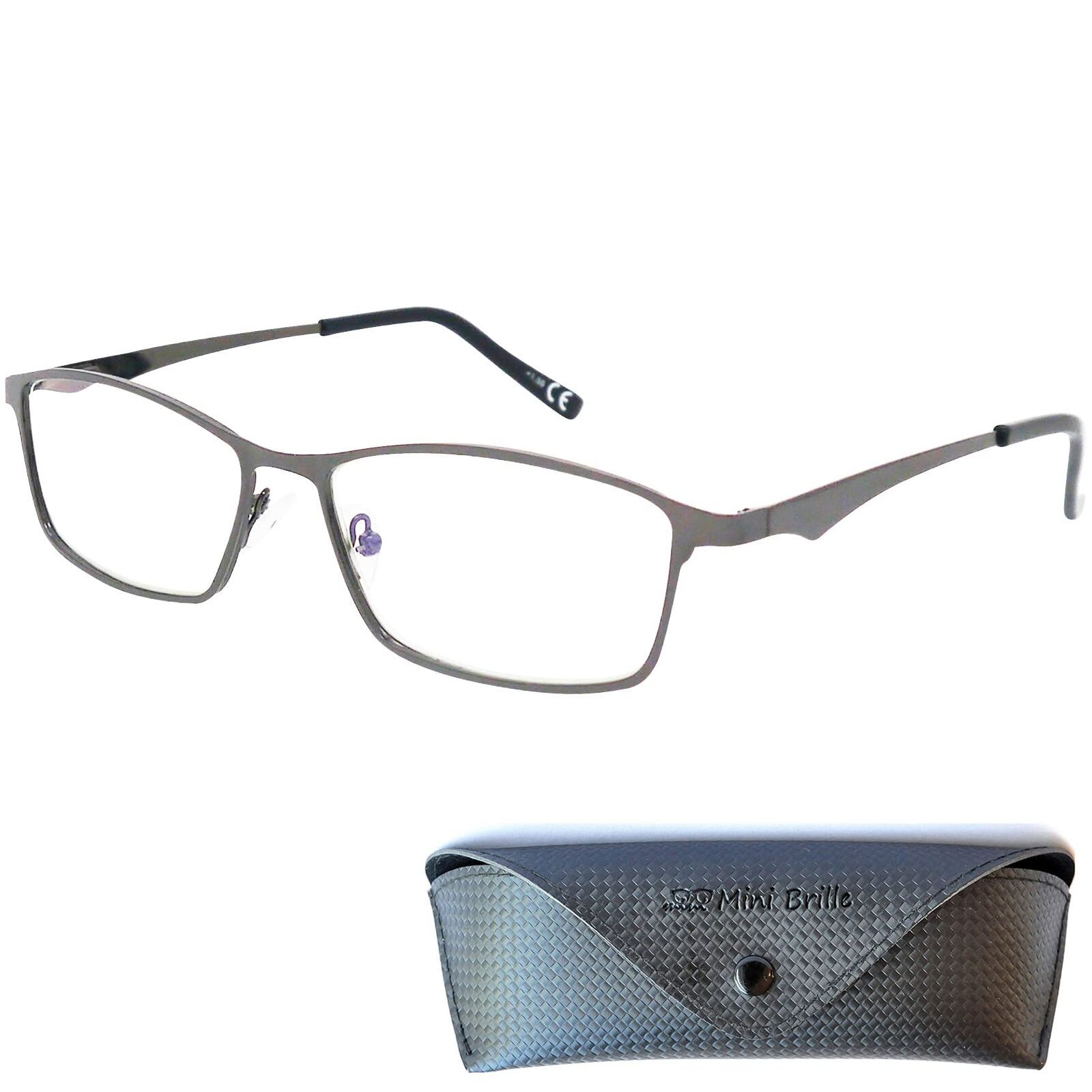 Mini Brille Eleganti Occhiali da Lettura con Lenti Rettangolari, Custodia (T1W)
