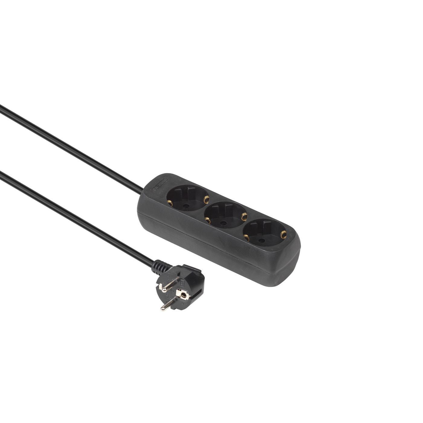 MicroConnect 3-way Schuko Socket 3M Black  Without ON/OFF Switch,