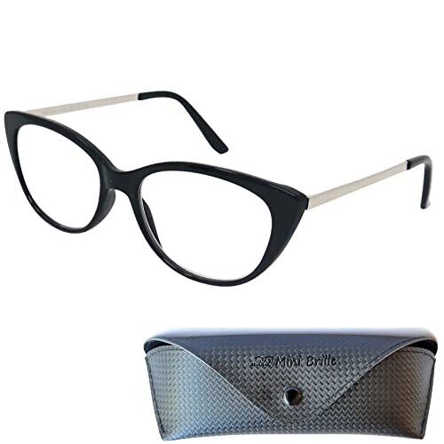 Mini Brille Occhiali da Lettura Stile da Gatto, Custodia inclusa, (z9v)