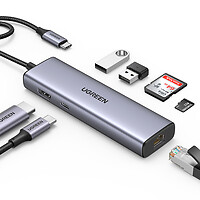 Ugreen USB-C to 2*USB3.0+HDMI+RJ 45+SD&TF+PD port Hub Typ C HDMI RJ-45 90568