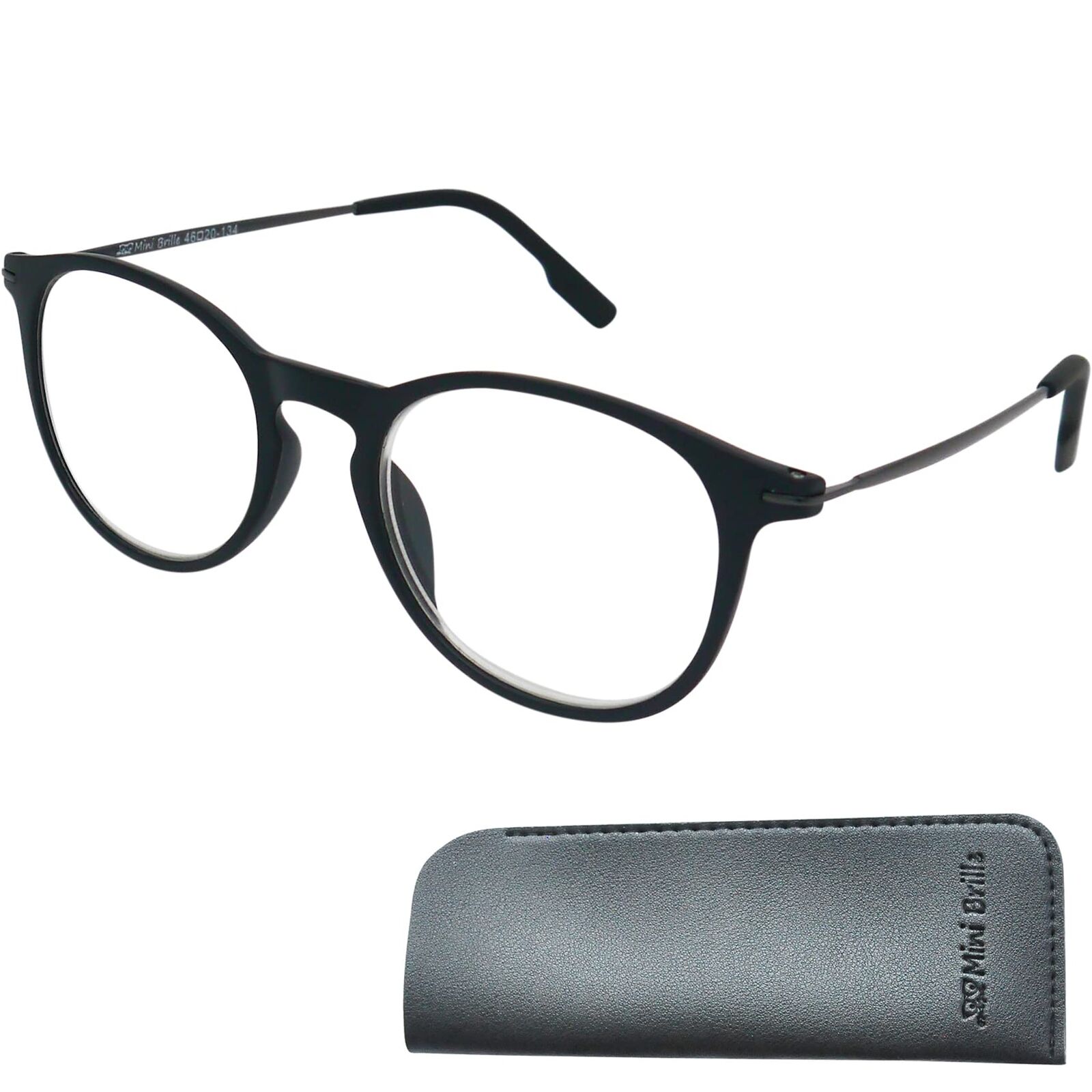 Mini Brille Occhiali da Lettura Tondi, Custodia inclusa, Montatura in (j0e)