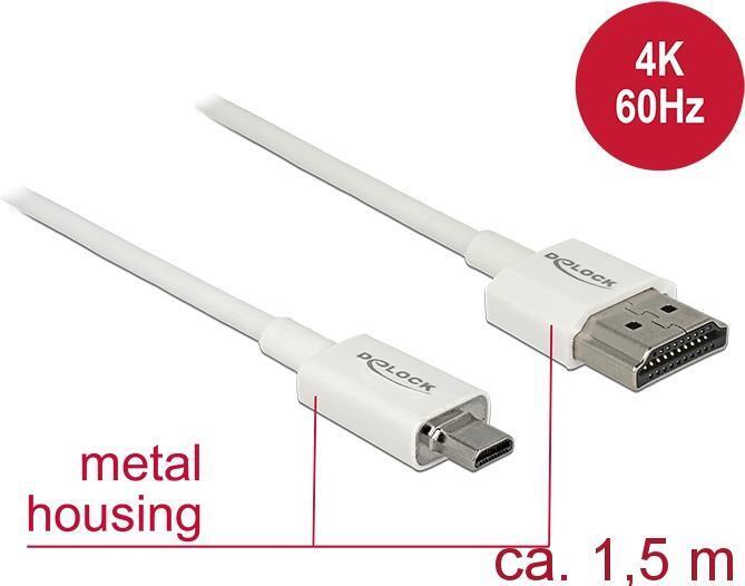 Delock Cavo HDMI ad alta velocit  con Ethernet - HDMI-A maschio  HDMI Micro-D ma