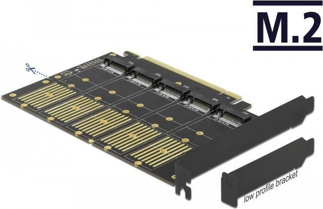 Scheda PCI Express x16 DeLOCK per 5 controlli lagging interni M.2 Key B / SATA