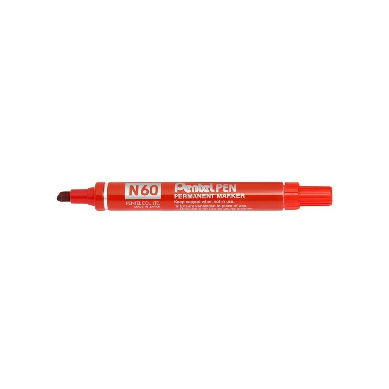 Marcatore Permanente Pentel PEN N60 - ROSSO - Scalpello - 3.9-5.5 mm.