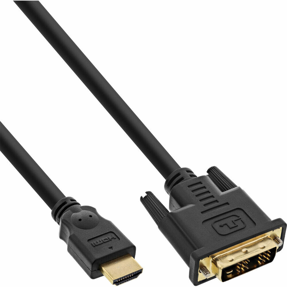 INL InLine® Cavo HDMI a DVI 18+1, dorato, 0,5m, nero, maschio / maschio, compat