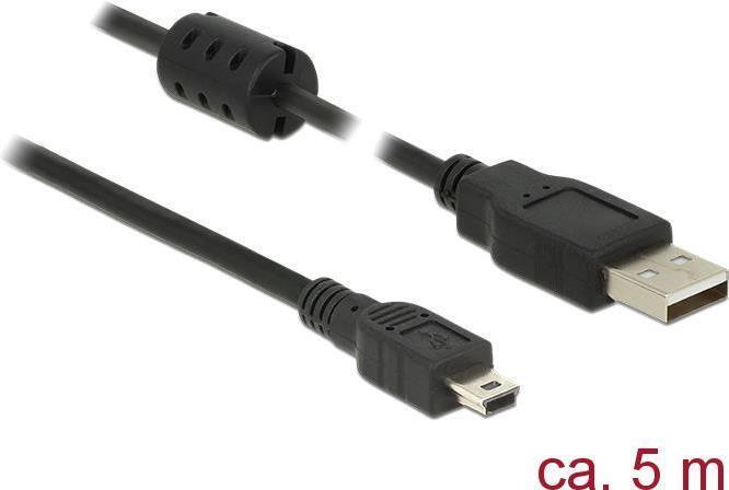 Delock Cavo USB 2.0 Tipo-A maschio  USB 2.0 Mini-B maschio 5m nero
