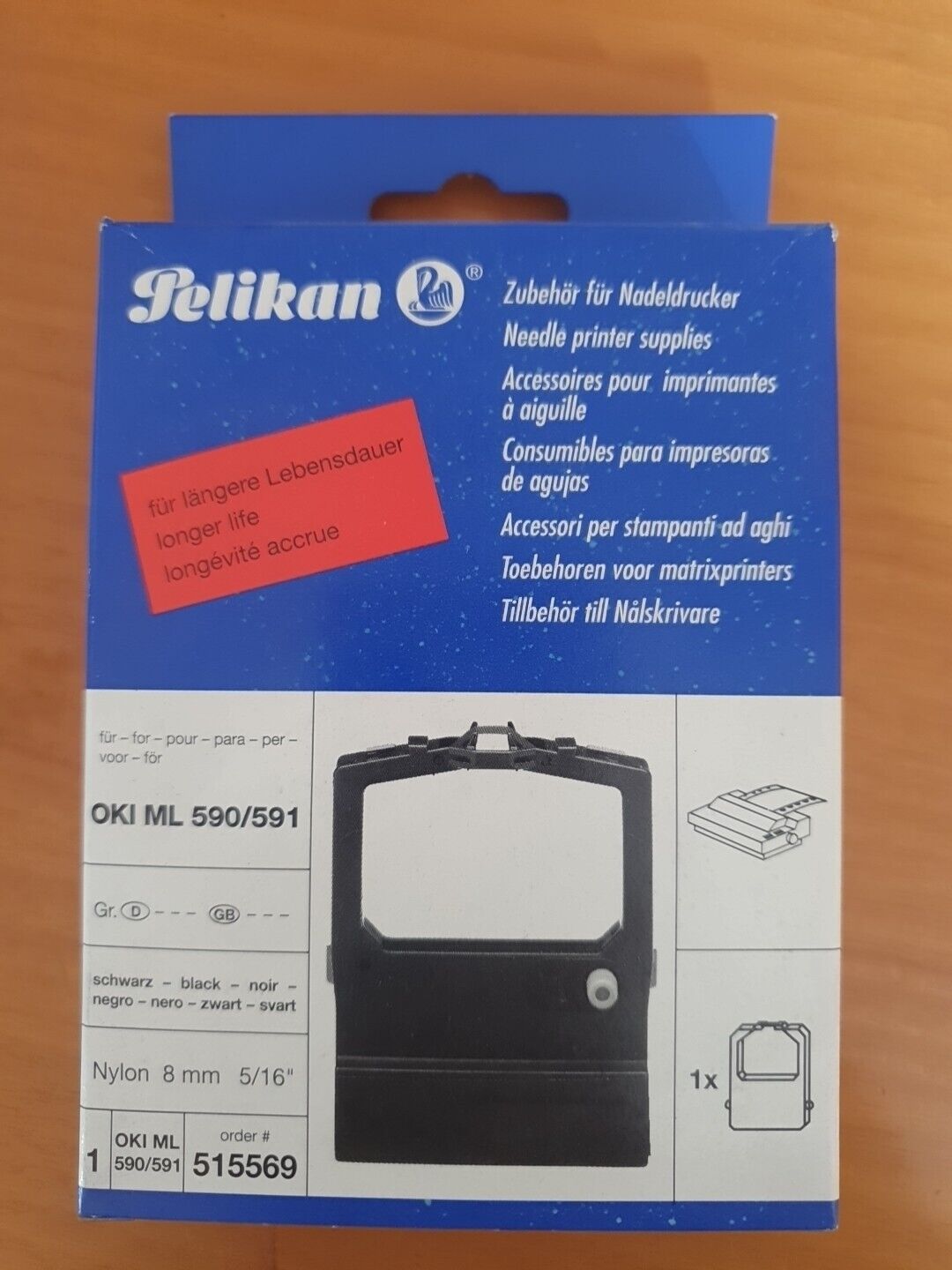 1x PELIKAN NYLON Farbband HD Black für OKI ML 590 591 520/ 521 UTAX ML520
