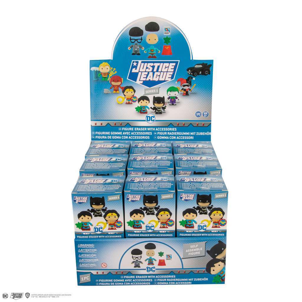 DC JLA ERASERS ERASERS DISPLAY BOX (24) (LEGGI DESCRIZIONE)