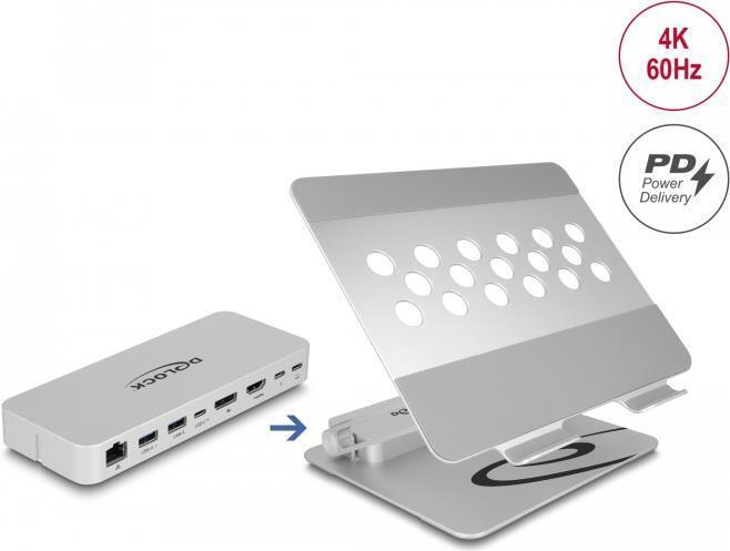 Delock supporto per tablet e notebook con docking station integrata 4K - HDMI /