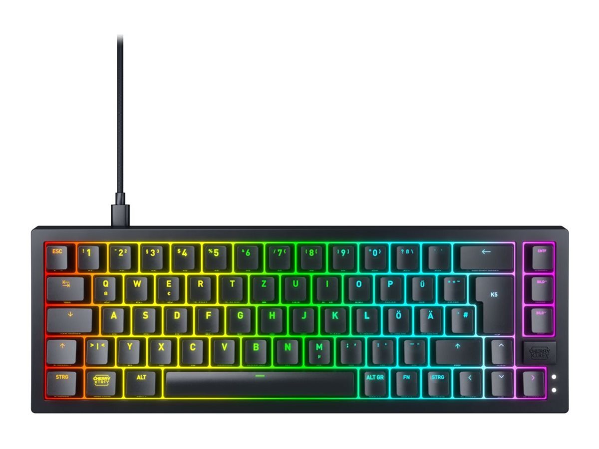 CHERRY XTRFY K5V2 Keyboard 65% compact backlit USB CX-K5V2-RGB-CPT-BLACK-R-GER