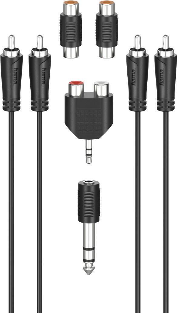 Hama RCA Connection Kit 2x RCA Plugs to 2x RCA Plugs 4x Adapters 2.5 Metre
