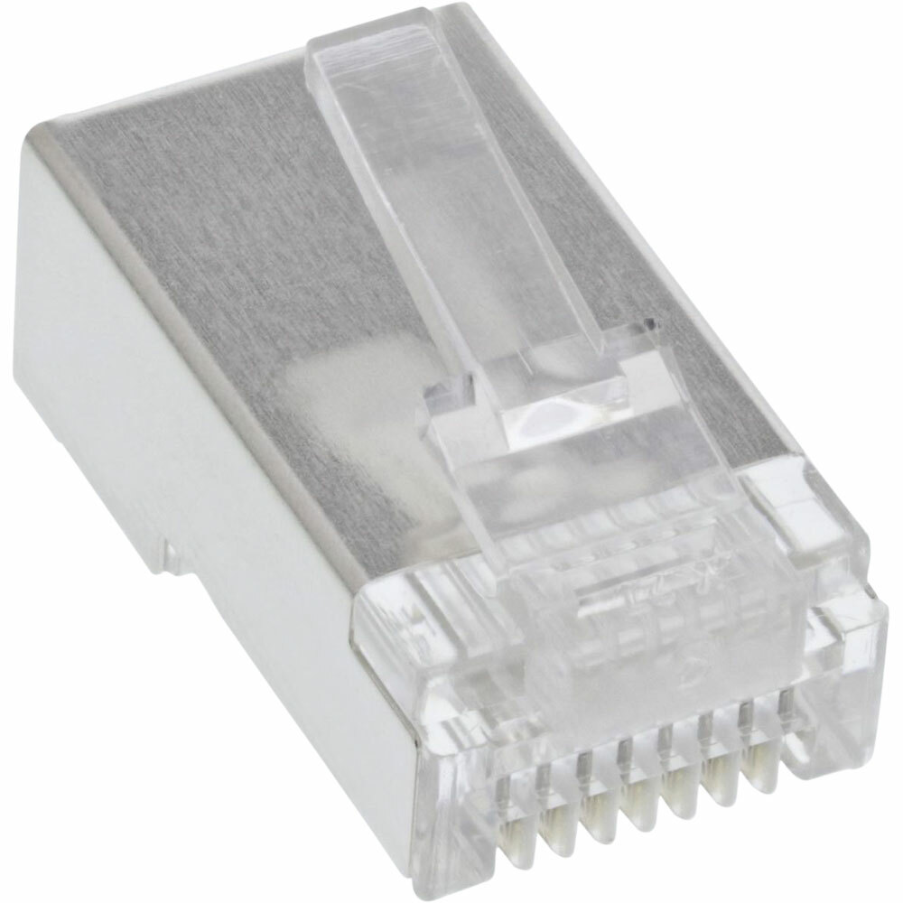 INL Pacco da 100 plug modulari, InLine®, 8P8C RJ45 a crimpare su cavo tondo, sc