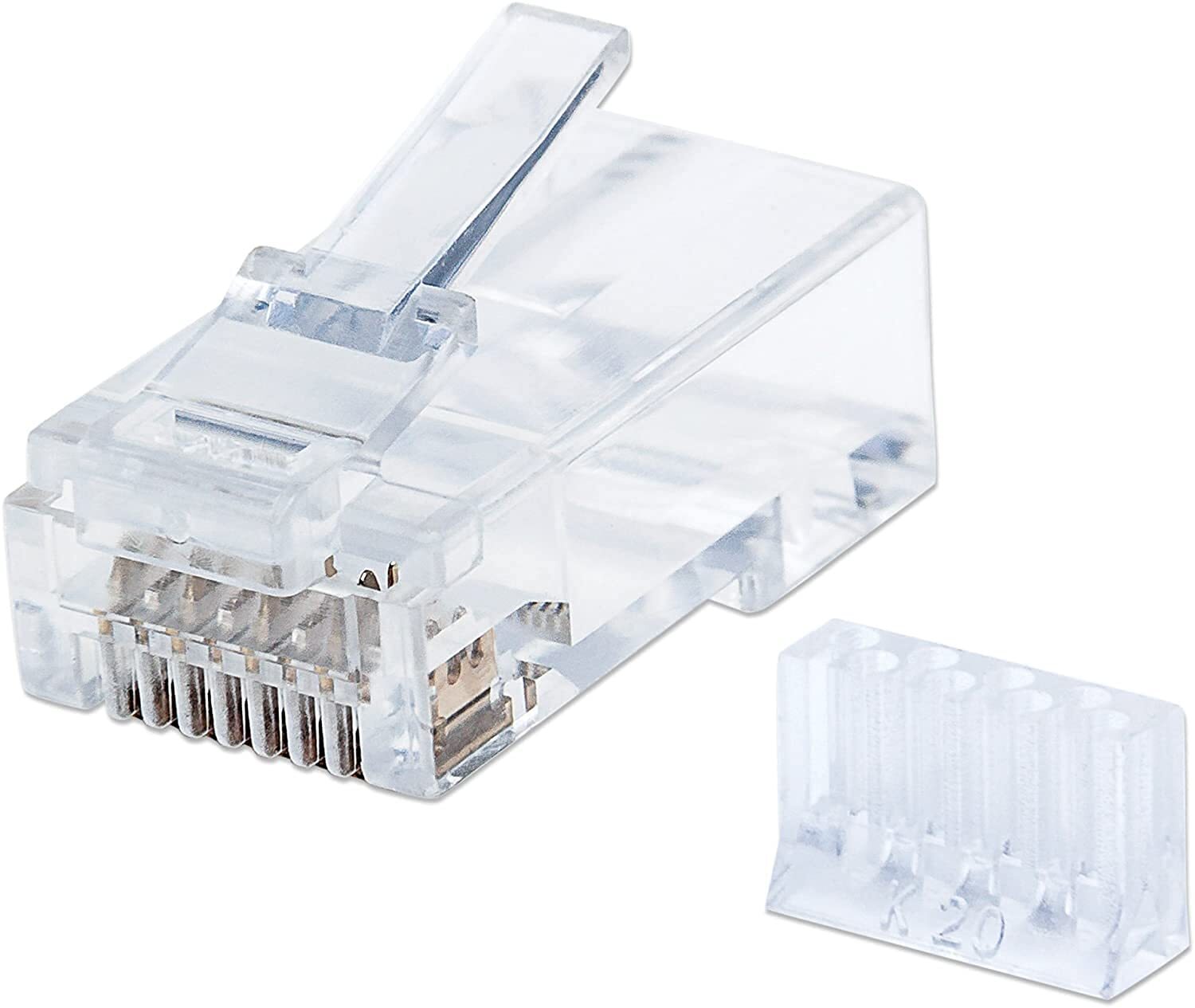Intellinet RJ45 Modular Plugs, Cat6, UTP, 3-prong, for solid wire, 15 µ gold pla