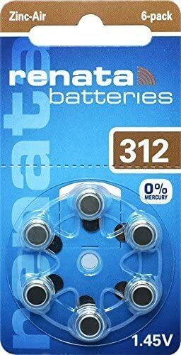 Renata ZA 312 Hearing Aid Battery - 5x Blisters (M2E)