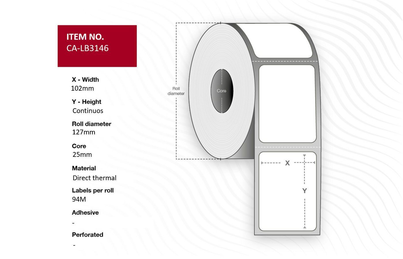 Capture CA-LB3146 etichetta per stampante (Label 102 x continuous Core - 25mm Di