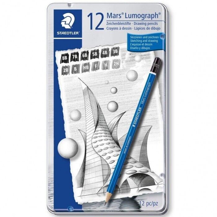 SET 12 MATITE GRAFITE MARS LUMOGRAPH DA 2H A 8B STAEDTLER
