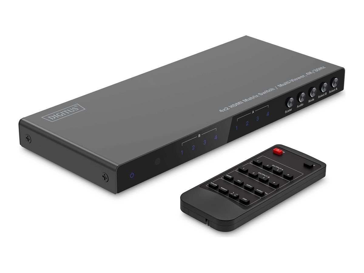 DIGITUS Video/audio switch multi-viewer, 4K/30Hz 4 x 2 desktop 4 x 2 DS-55345