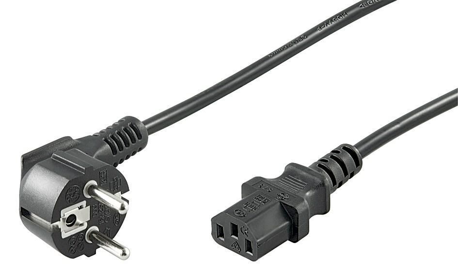 MicroConnect Power Cord 0,5m Black IEC320  Angled Connector Schuko