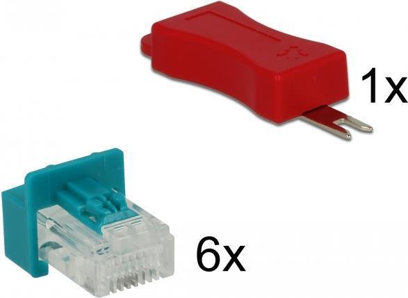 Delock RJ45 Secure Clip con set di connettori con 6 pezzi