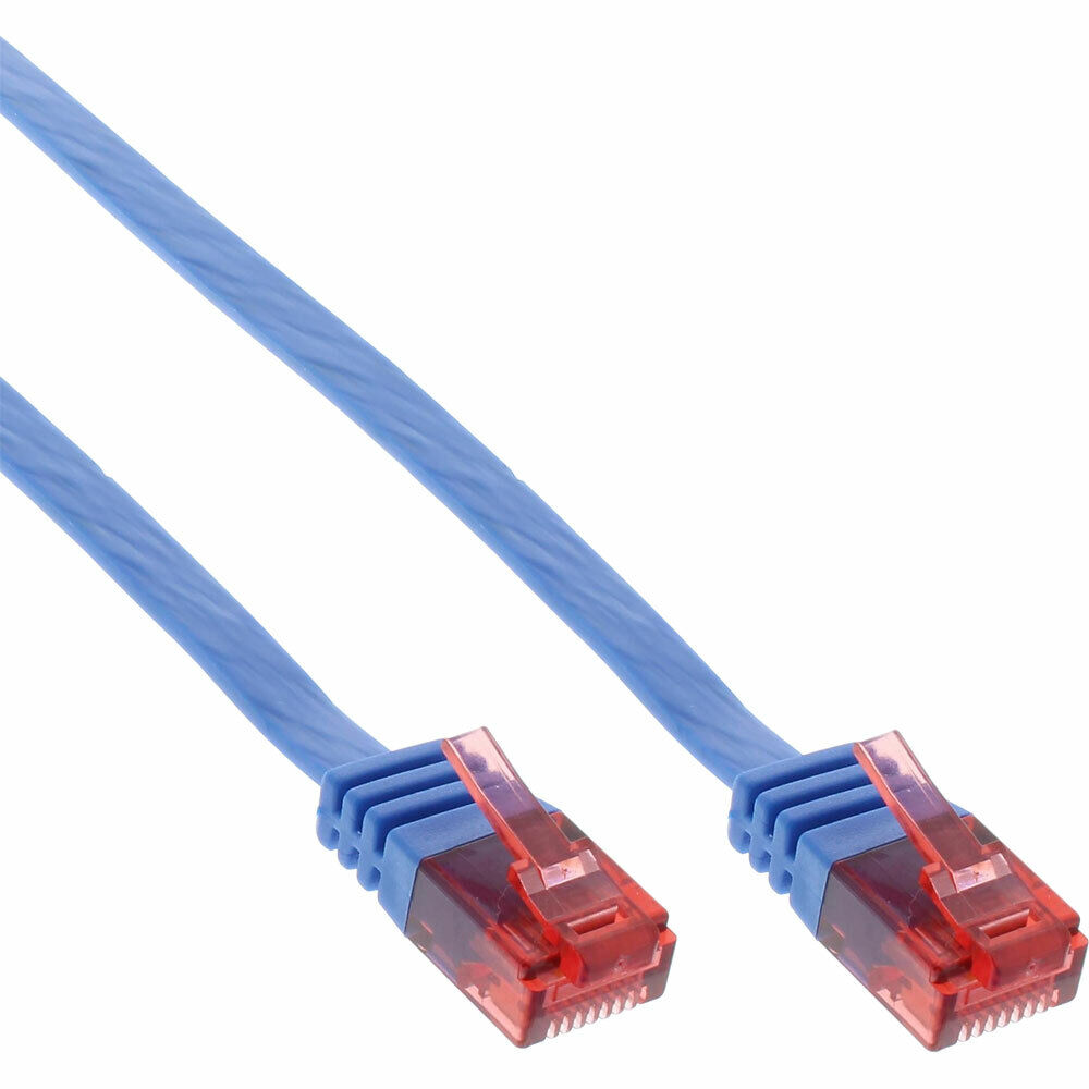 INL InLine® Cavo Rete Lan, U/UTP, Cat.6 Piatto, blu, 15m, Patch Ethernet PVC, C