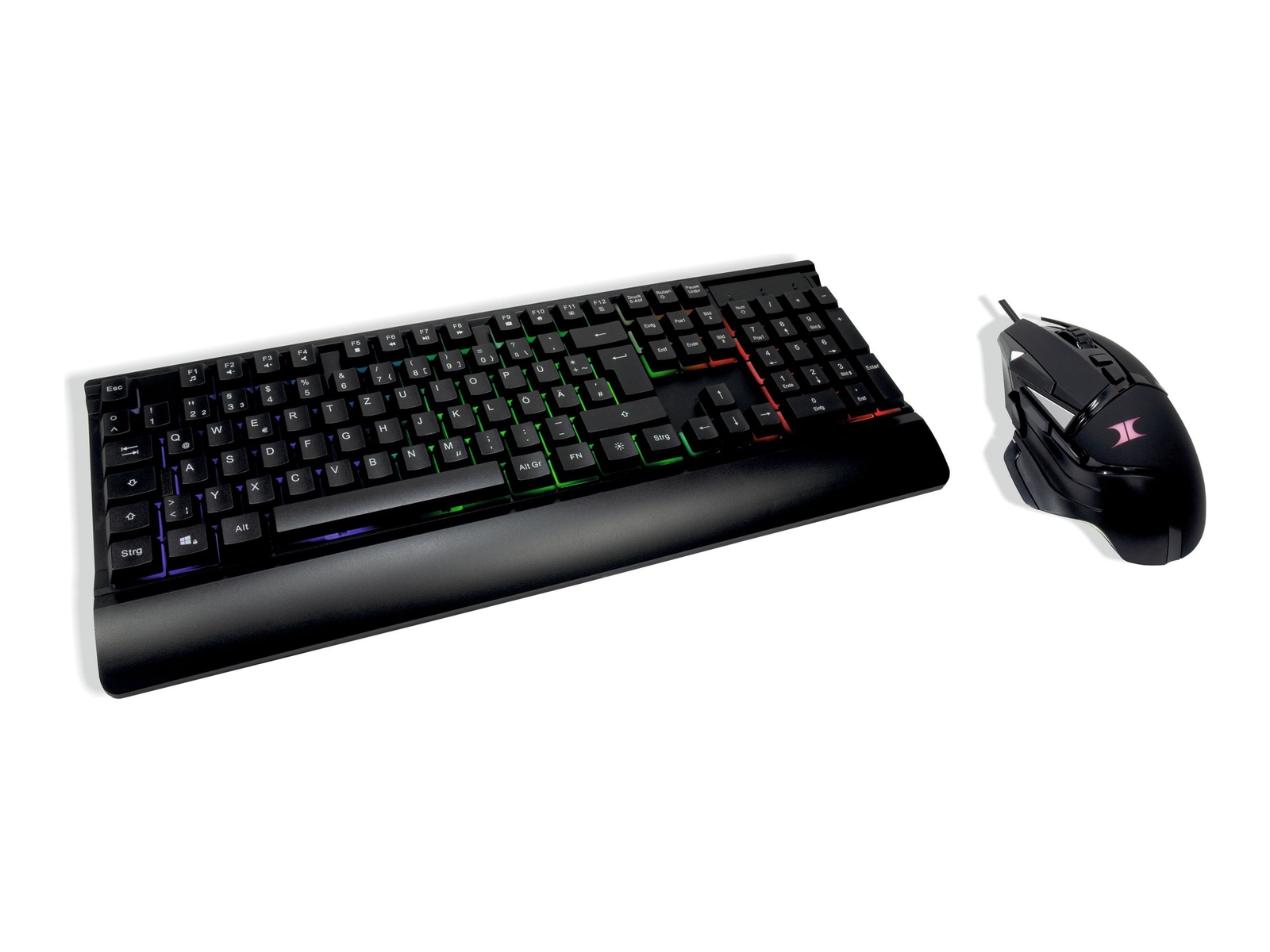 Inter-Tech KC-3000 Keyboard and mouse set backlit USB QWERTZ German 88884129