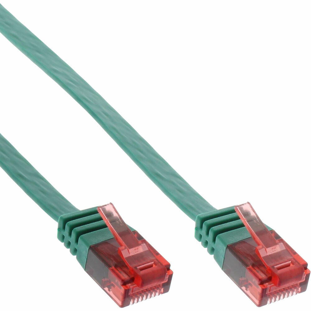 INL InLine® Cavo Rete Lan, U/UTP, Cat.6 Piatto, verde, 1m, Patch Ethernet PVC,