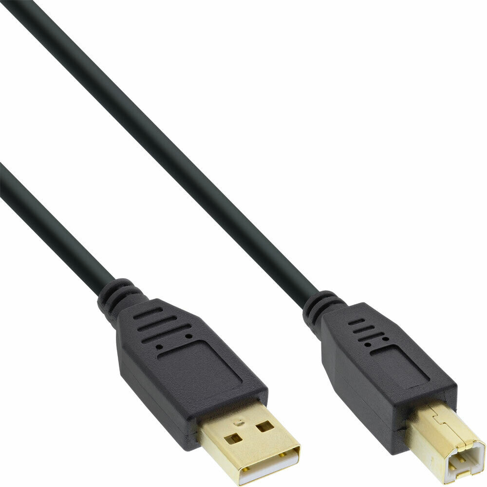 INL InLine® Cavo USB 2.0 A maschio / B maschio, 3m, dorato, nero
