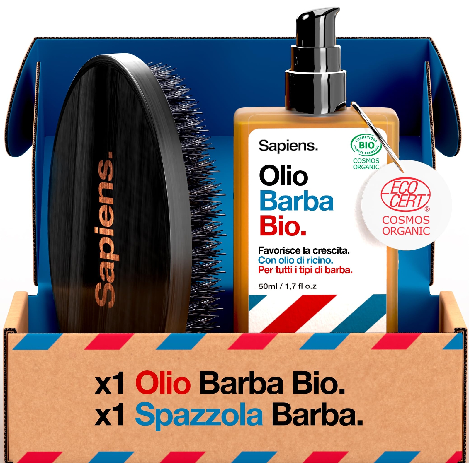 Sapiens Barbershop Spazzola Barba Uomo - Spazzola Setole Cinghiale Barba (i5F)