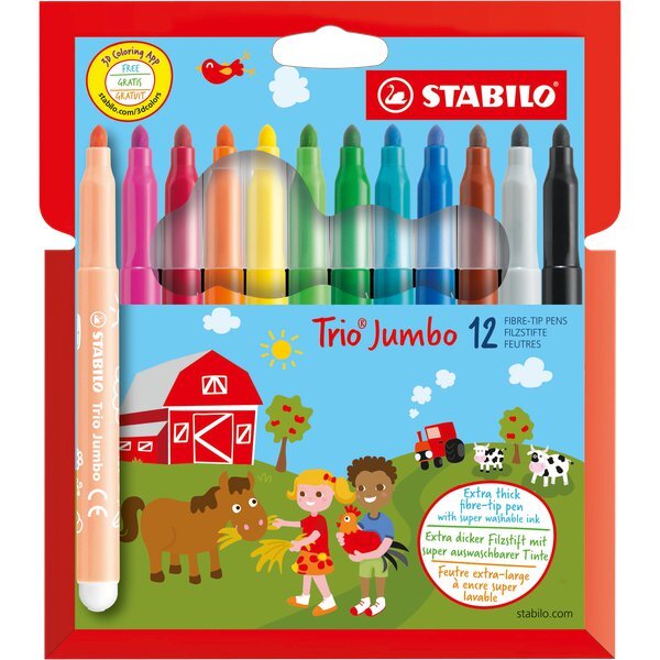 Pennarelli Stabilo Trio Jumbo assortiti confezione da 12 - 380/12