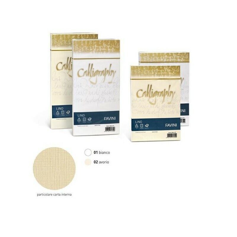 Buste Calligraphy Lino AVORIO 02 11x22 cm 120 gr. (25 Pz) FAVINI