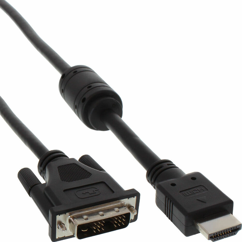 INL InLine® Cavo HDMI a DVI 18+1, ferrite, 1m, nero, maschio / maschio, compati