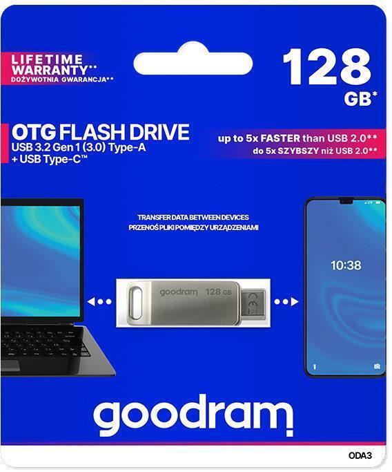 GoodRAM DUALDRIVE OTG 128GB USB 3.2 + type C - GRODA3-1280S0R1