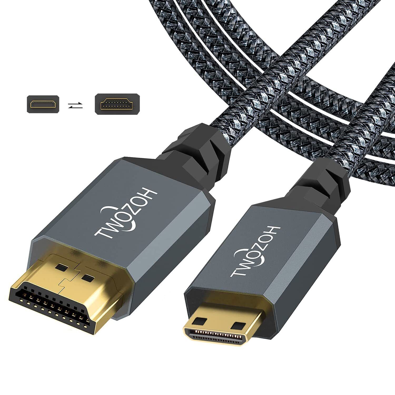 Twozoh Cavo Mini HDMI a HDMI 5M, Mini HDMI Tipo C a HDMI Tipo A(Mini HDMI (Y9H)