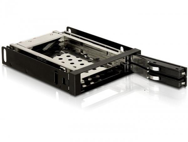 Fr Einbau in 3.5" Schacht  Anschlsse innen 2 x SATA 22 Pin Stecker auen 2 x SATA