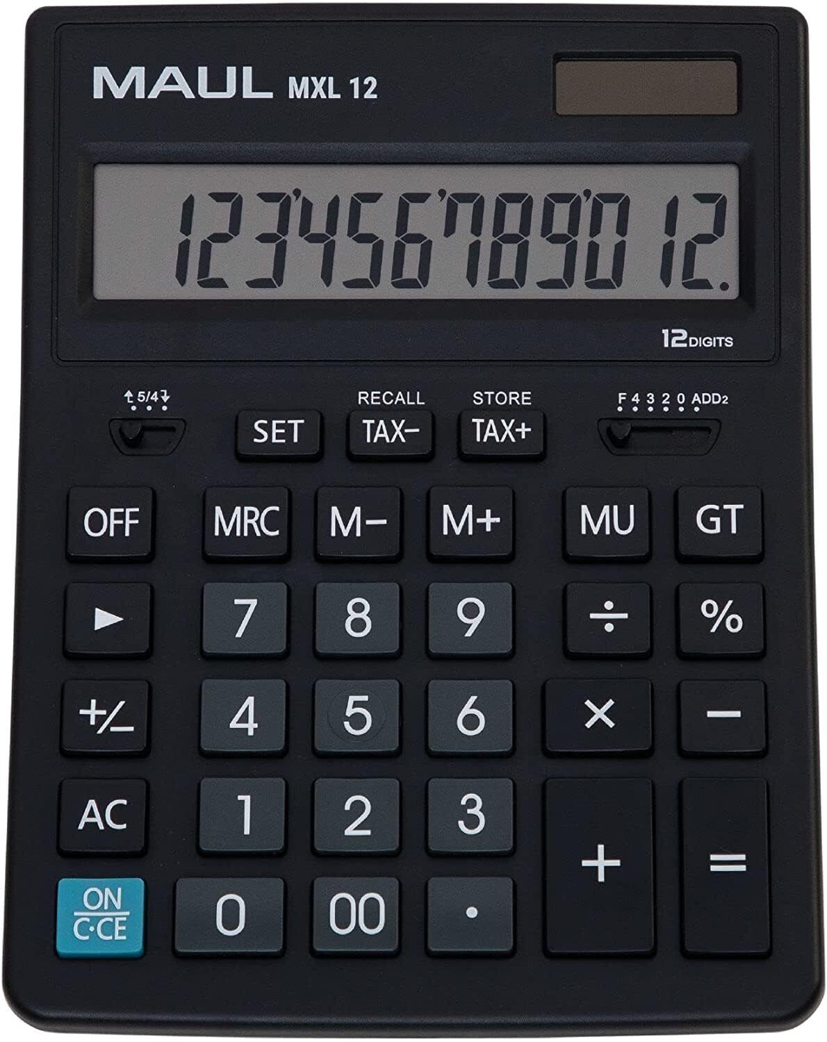 MAUL Commercial Calculator MXL12   12 Digits   Includes Tax Calculator   Angled
