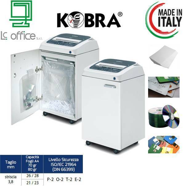 KOBRA 260 TS S4 Distruggi Documenti a Frammento (P-2) per Uffici Medio Grandi