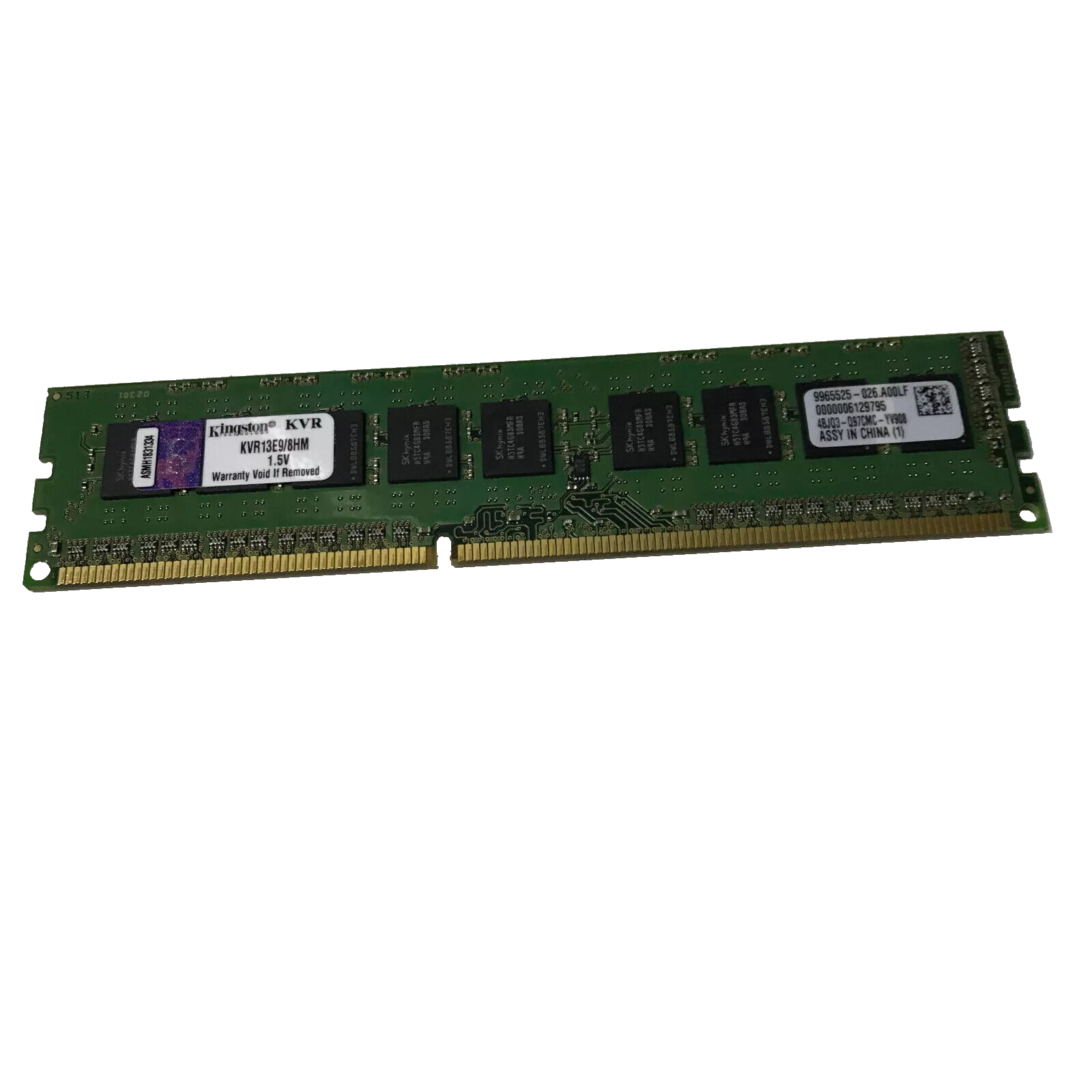 Kingston PC3-10600 8 GB DIMM 1333 MHz PC3-10600 DDR3 SDRAM Memoria KVR13E9/8HM