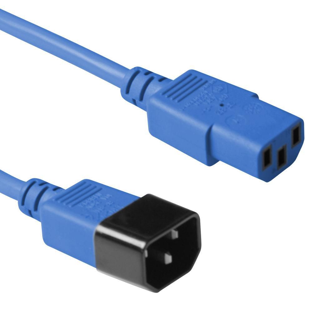 MicroConnect Blue power cable C14F to  C13M, 1,8M