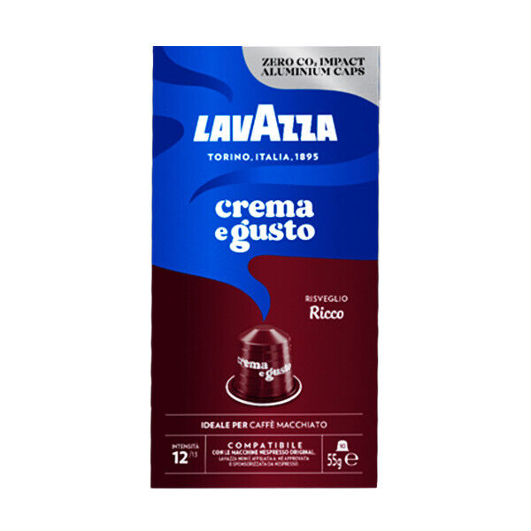 80 Capsule Caffè Lavazza Crema e Gusto Ricco in Alluminio Compatibili Nespresso