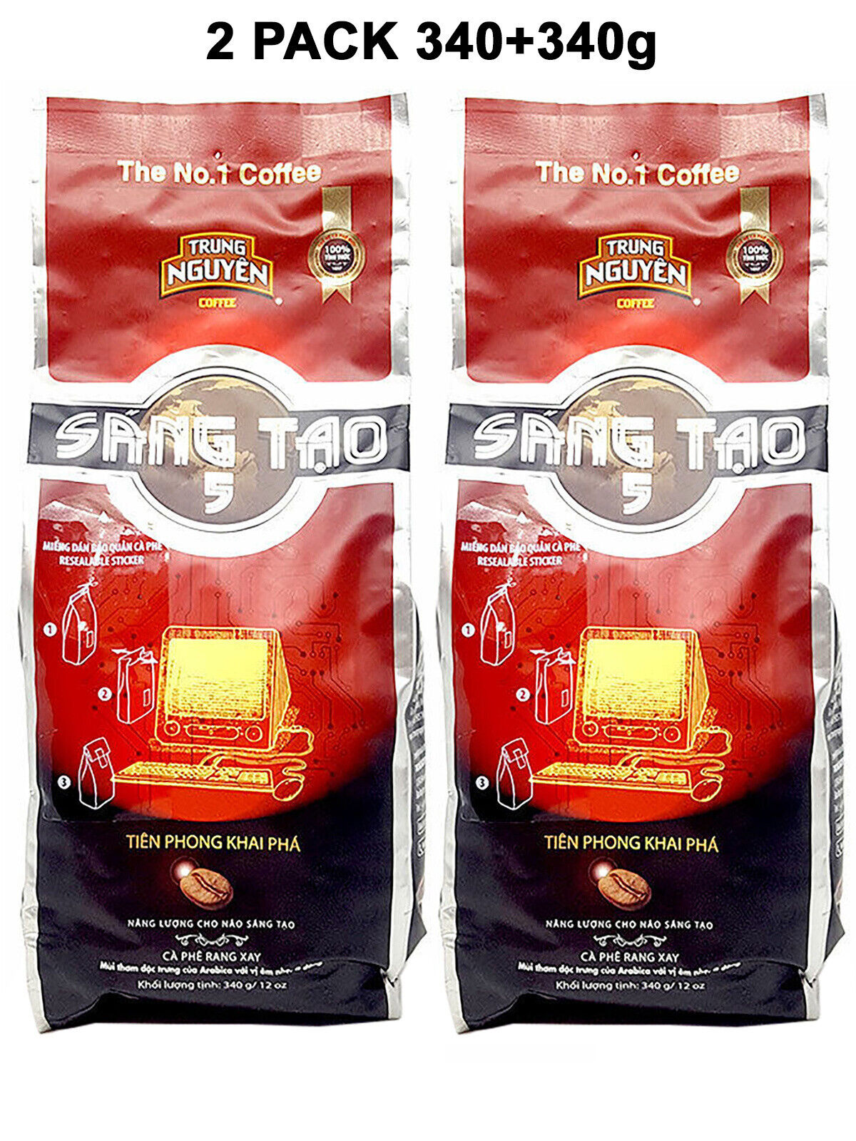 Caffè Coffee TRUNG Nguyen SANG TAO 5 macinato 2x340g Caracolis Arabica Vietnam