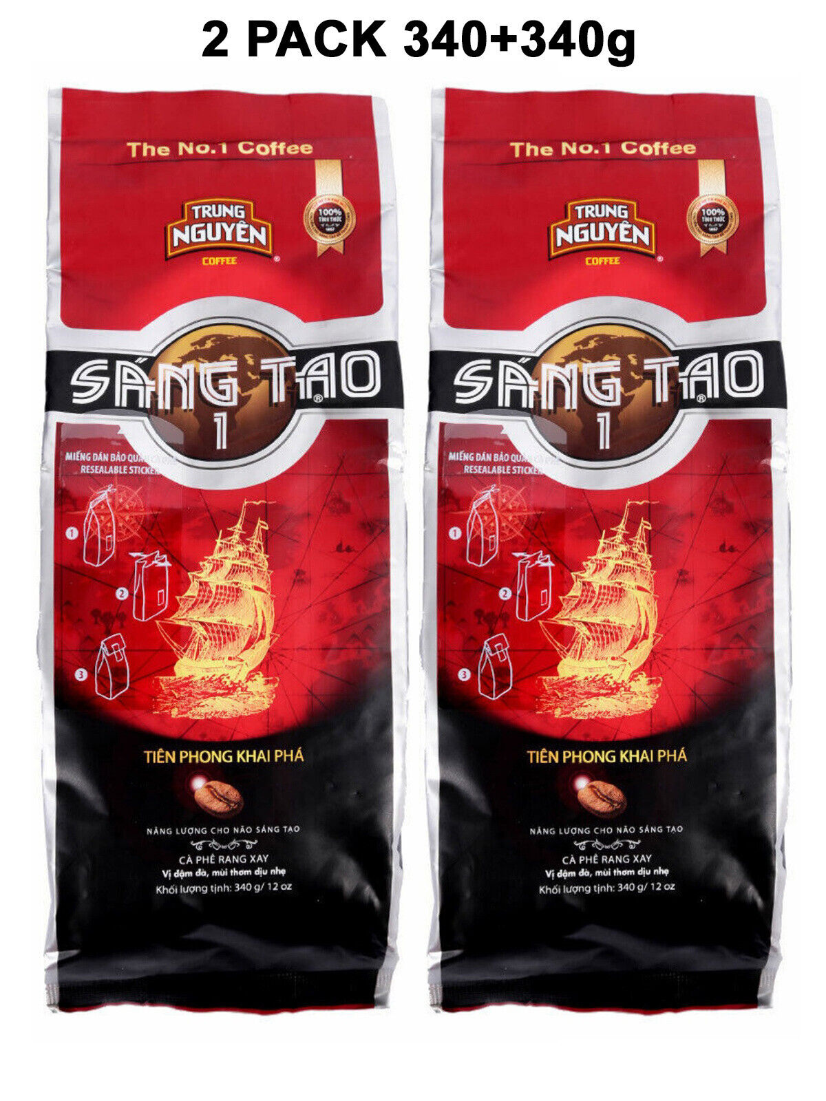 Caffè Coffee TRUNG Nguyen SANG TAO 1 macinato 2x340g Culi Robusta Vietnam