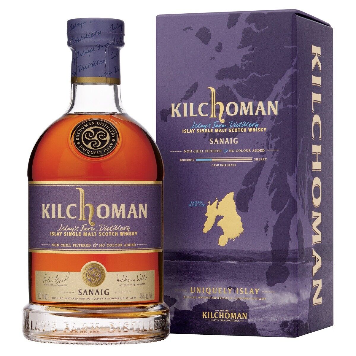KILCHOMAN SANAIG Single Malt Whisky 70 cl Kilchoman Distillery 46° 70 cl.