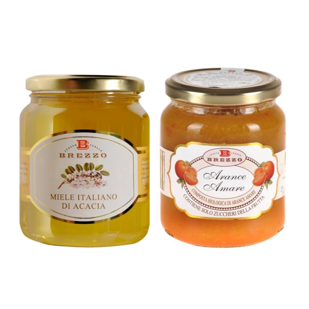 Brezzo Kit Degustazione Miele di Acacia 500g e Composta di Frutta Bio Arance ...